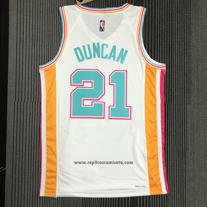 Camiseta San Antonio Spurs Tim Duncan #21 Ciudad 2021-22 Blanco